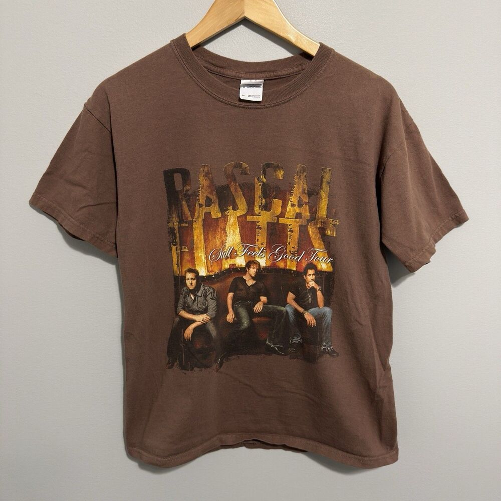 Rascal Flatts Still Feels Good Tour 2007 Concert T-Shirt Brown M Jason Aldean